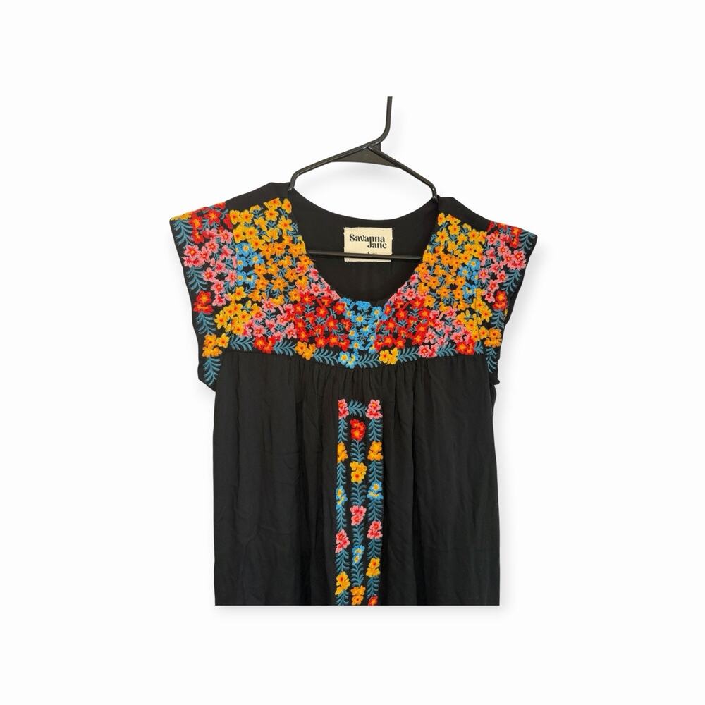 Womens S Embroidered Floral Cotton Summer Dress Boho Cottagecore Flowy Sundress